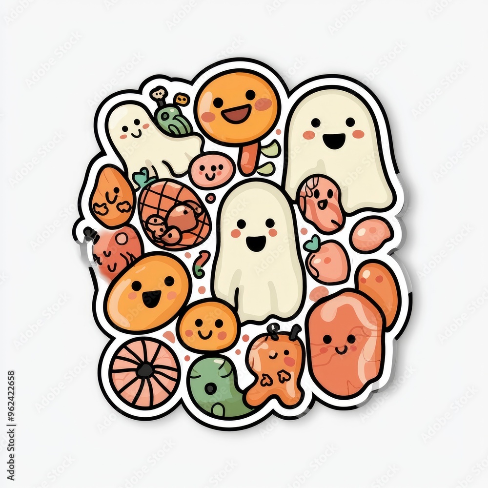 Cute Halloween Characters Sticker Design Cute Halloween Characters Sticker Design
