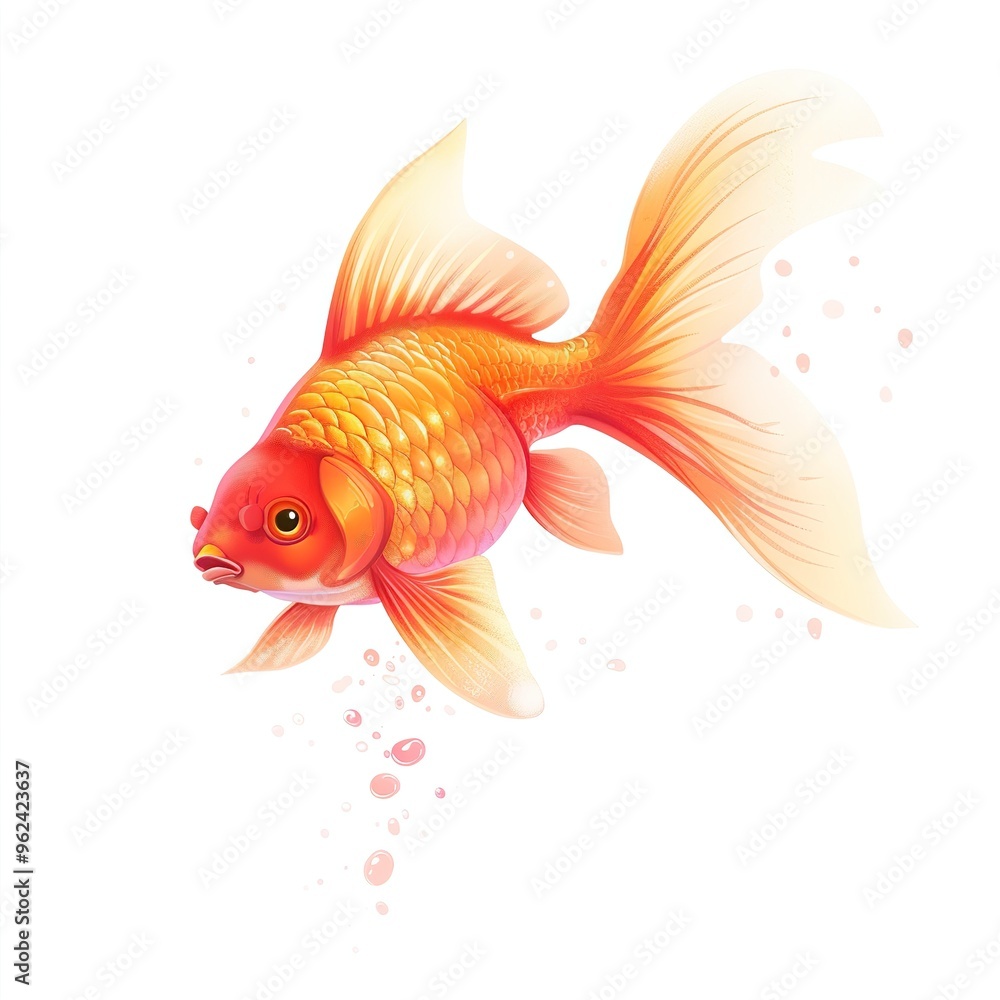 Fototapeta premium Goldfish Empathy emotion fantasy animal cartoon isolated whitebackground