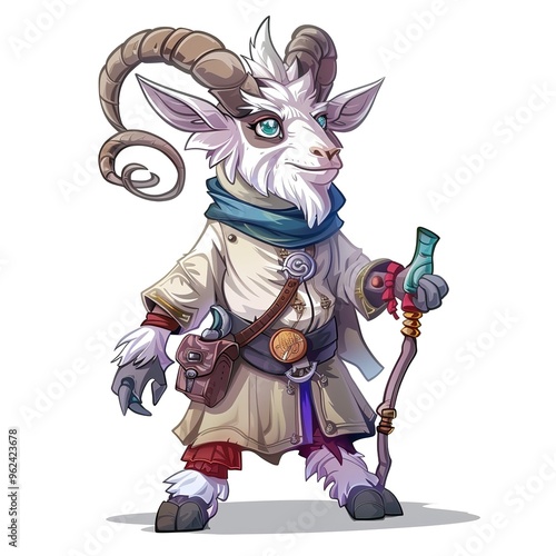 Wallpaper Mural Goat Runesmith Occupation fantasy animal cartoon isolated whitebackground Torontodigital.ca
