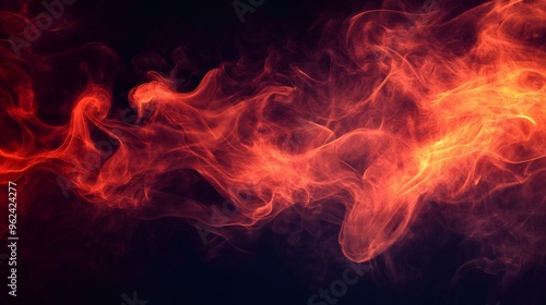 Abstract red and orange smoke on black background.