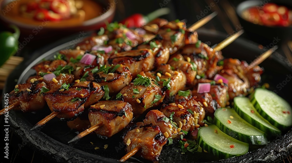 Grilled Chicken Skewers with Peanut Sauce and Cucumber Grilled Chicken Skewers with Peanut Sauce and Cucumber