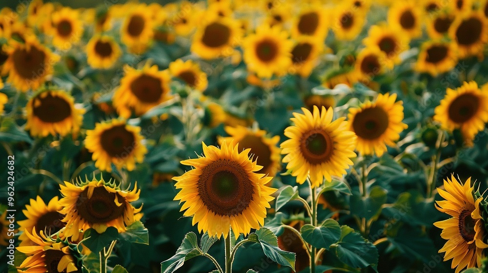 A Field of Sunflowers in Full Bloom A Field of Sunflowers in Full Bloom