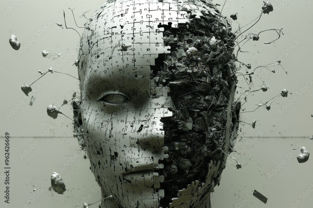 Brain circuits Basal ganglia Fragmented human head with brain ...