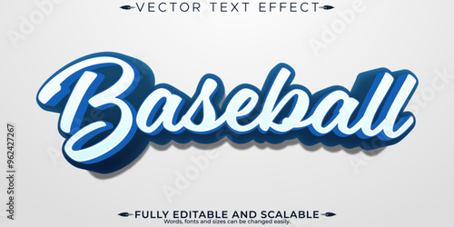 Baseball editable text effect, editable sport and game text style