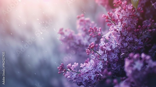 Lilac Blossoms in Soft Sunlight with a Blurred Background