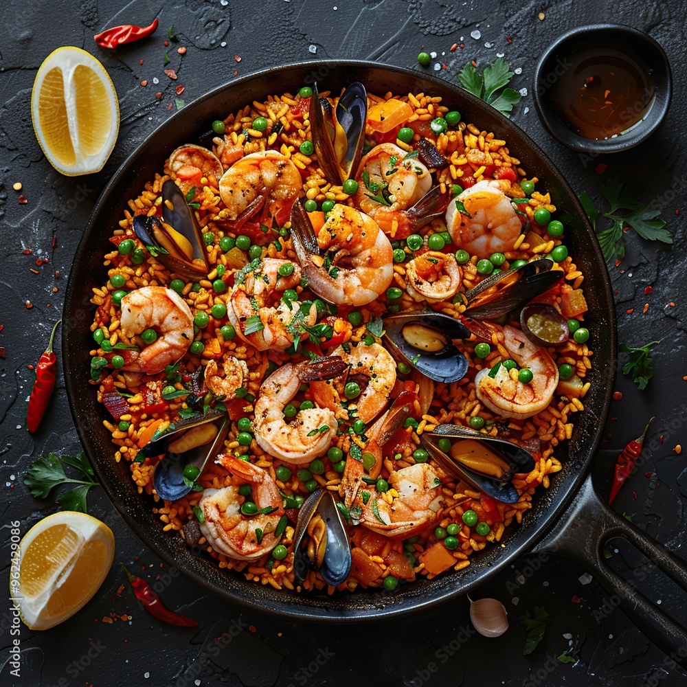 Seafood Paella with Shrimp and Mussels Seafood Paella with Shrimp and Mussels
