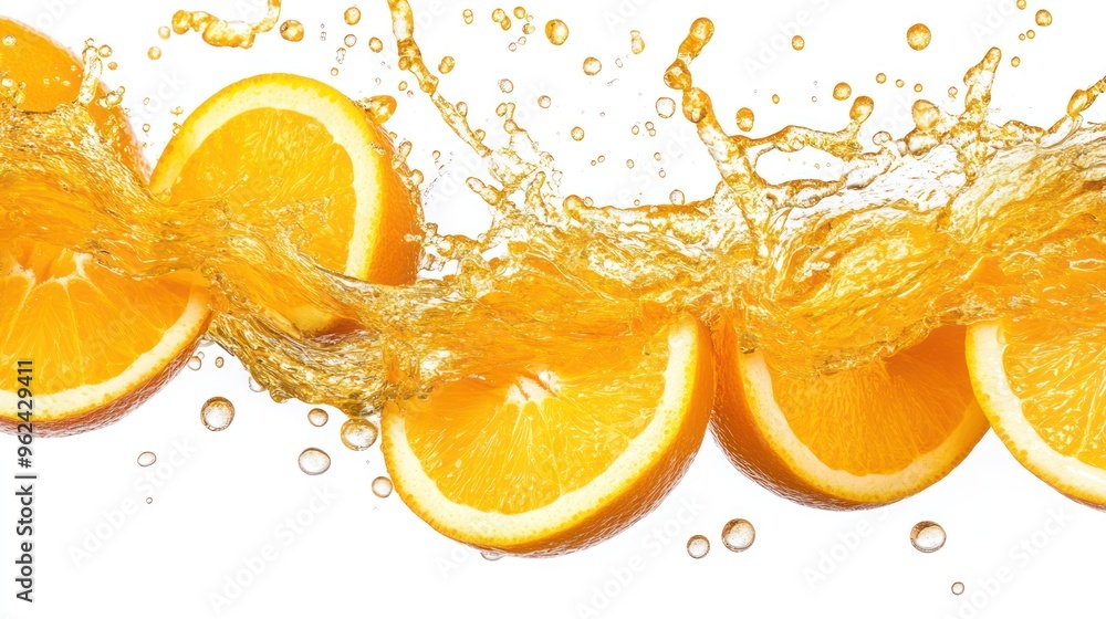 Orange Slices Splashing in Juice Orange Slices Splashing in Juice
