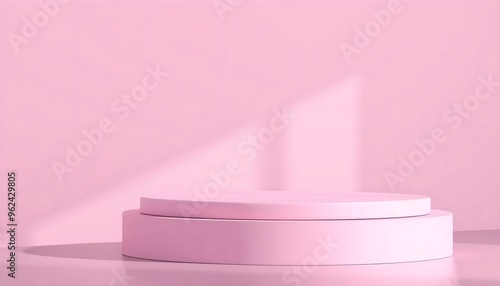 Pink and white podium pedestal with matte color background. Style-1