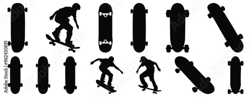 Skateboard silhouette set vector design big pack of sport illustration and icon