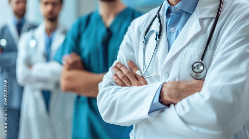 A group of healthcare professionals in a clinical setting, showcasing teamwork and medical expertise. A group of healthcare professionals in a clinical setting, showcasing teamwork and medical expertise.