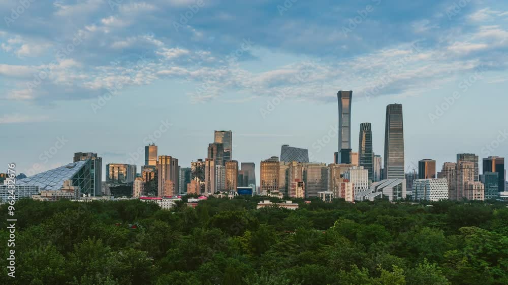 China Beijing CBD city scenery time-lapse day to night China Beijing CBD city scenery time-lapse day to night