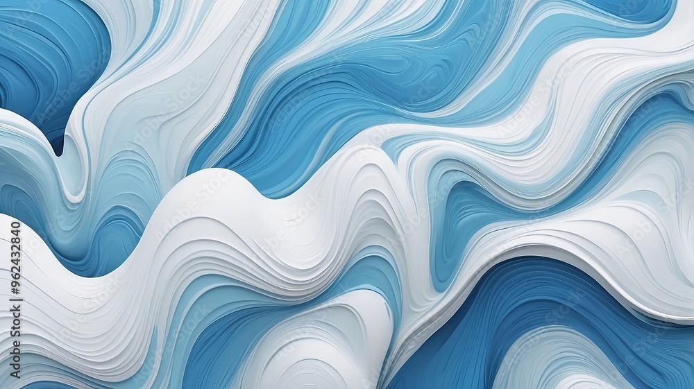 Fototapeta premium Abstract background, foamy texture, blue and white colors.