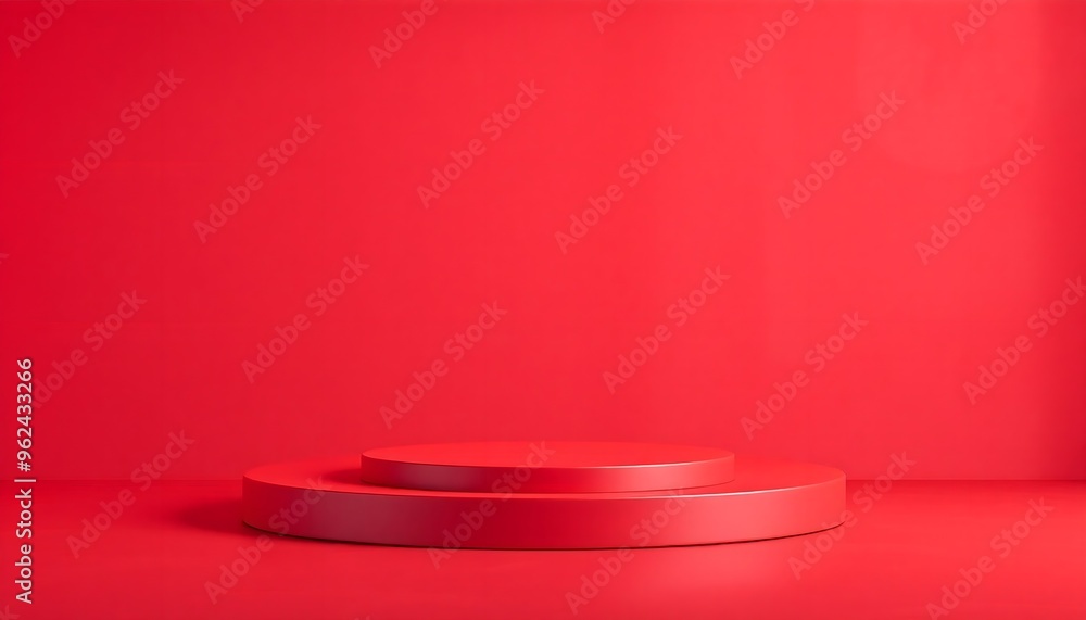 Red podium pedestal with matte color background. Style-2 Red podium pedestal with matte color background. Style-2