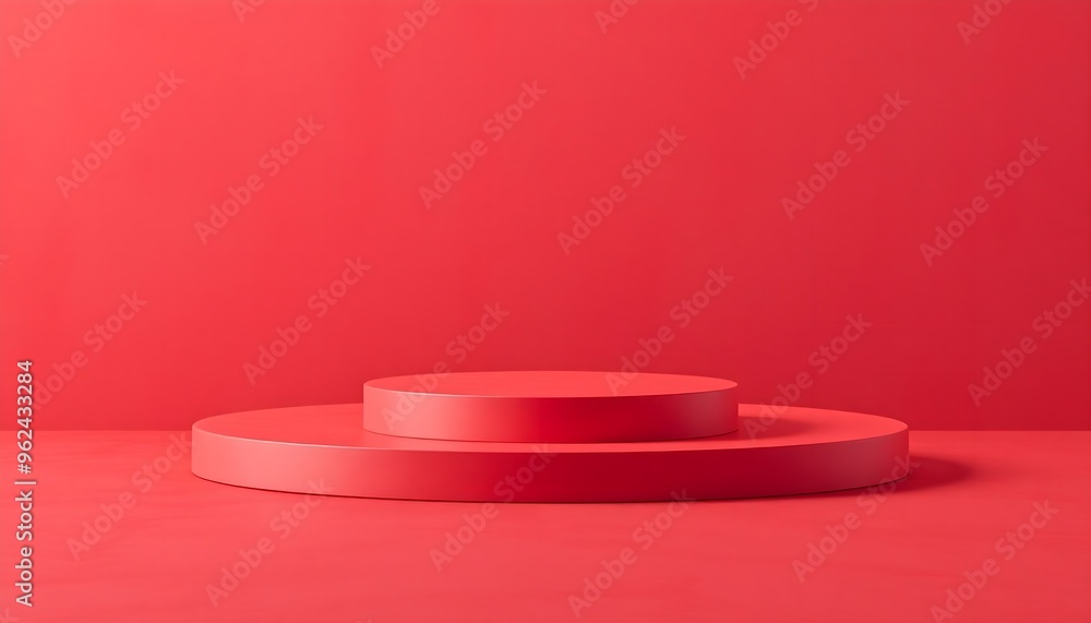 Red podium pedestal with matte color background. Style-4 Red podium pedestal with matte color background. Style-4