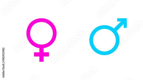 male and female symbols, Gender icon, Pink and blue male female icon, vector illustration. photo