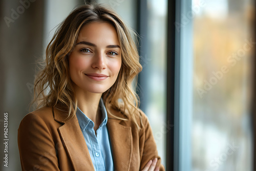 Portrait of a beautiful, smiling business woman in an office