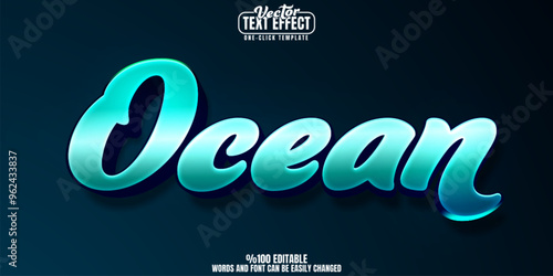 Ocean editable text effect, customizable sea and water 3d font style