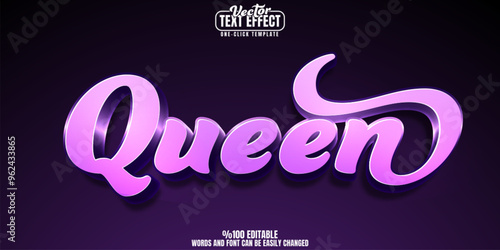 Queen editable text effect, customizable royal and crown 3d font style