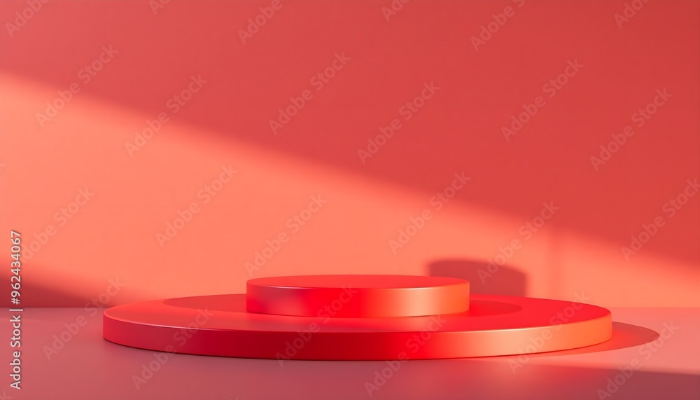 Red podium pedestal with matte color background. Style-70 Red podium pedestal with matte color background. Style-70