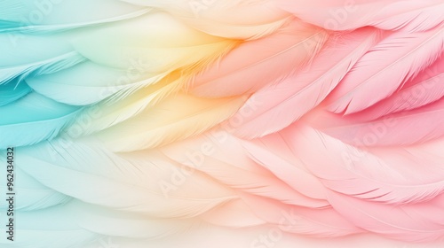 Ethereal pastel feather background with watercolor texture for artistic design