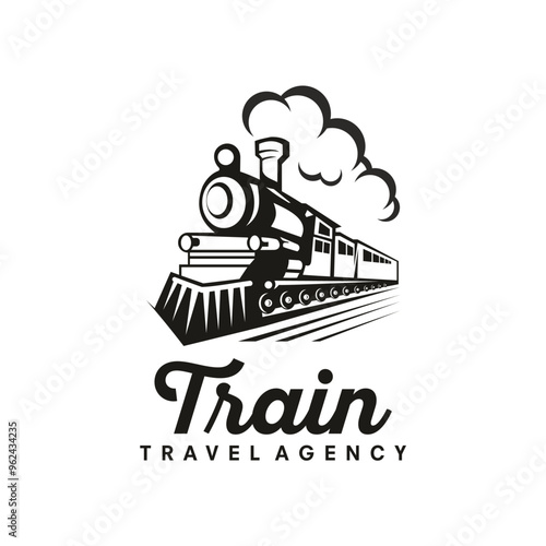 vintage logo train vector template illustration