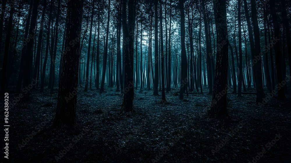 Fototapeta premium Creepy Forest, Trees, Texture, Pattern Background, Wallpaper, Cover and Screen for Smartphone, PC, Laptop, 9:16 and 16:9 Format
