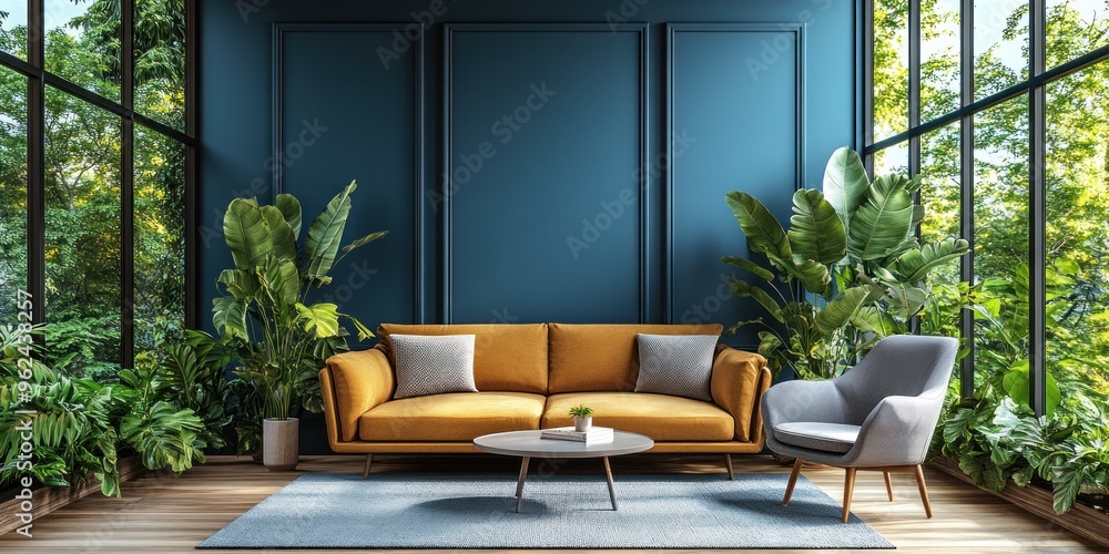 Modern Living Room with a View of Nature Modern Living Room with a View of Nature