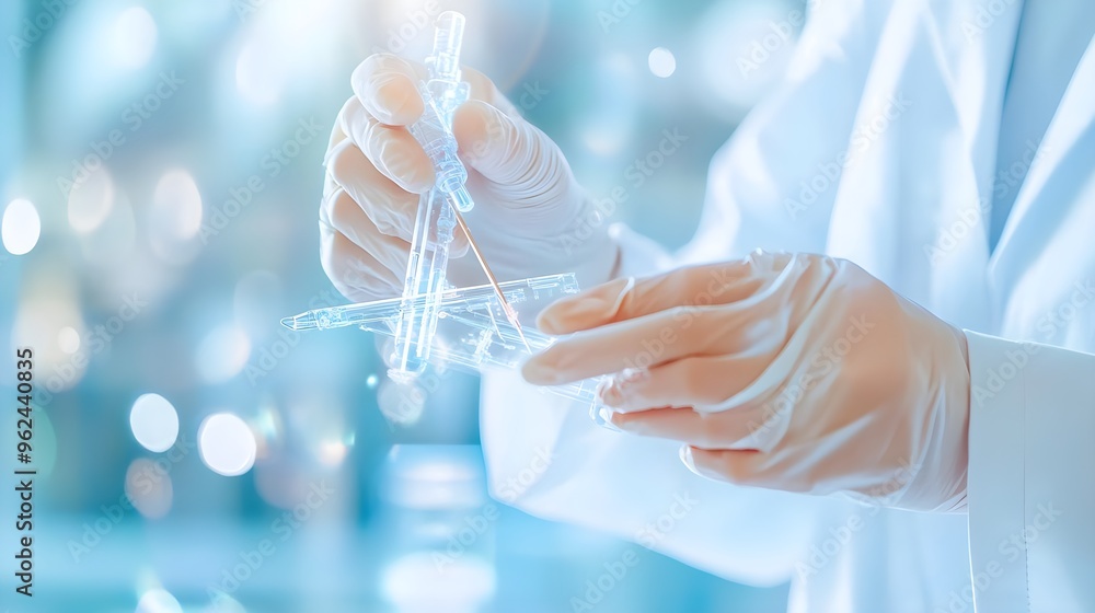 Scientist Hands with Pipette and Petri Dish in Lab Scientist Hands with Pipette and Petri Dish in Lab