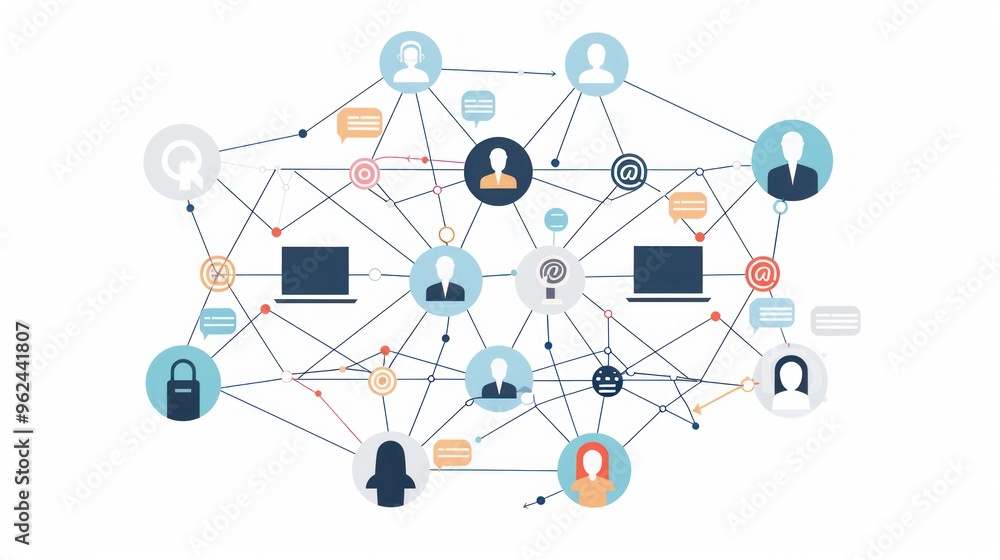 Network, Connection, Communication, Collaboration Illustration Network, Connection, Communication, Collaboration Illustration
