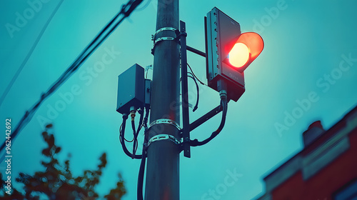 Small 5G antenna on a street light pole