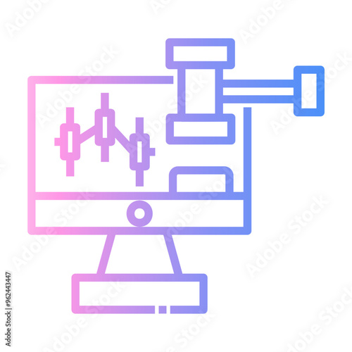market bidding Line Gradient Icon