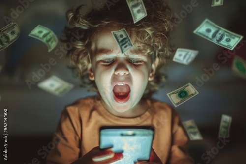 Young boy's furious scream captures moment of intense emotion. Portrait of boy loud shout eyes wide angry expression. New Traders Flock to Crypto Markets.