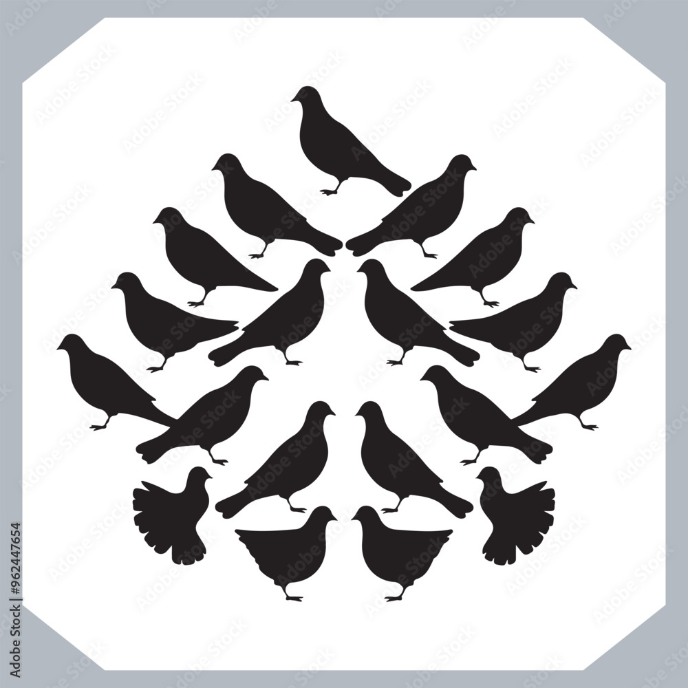 Obraz premium Dove silhouette bird logo design, simple hand drawn and linocut style, bird silhouette illustration