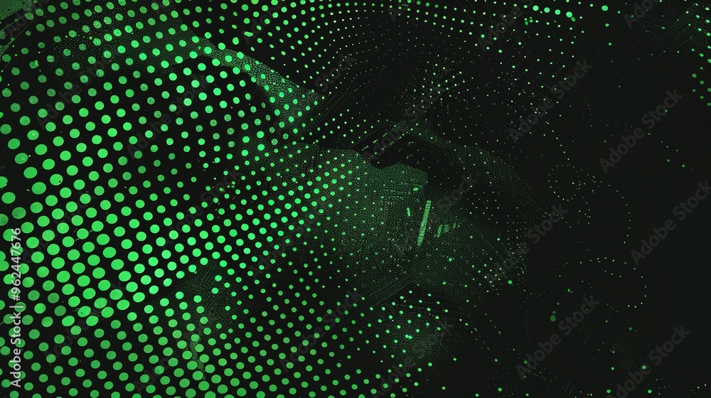 Abstract Green Polka Dot Pattern on Black Background Abstract Green Polka Dot Pattern on Black Background
