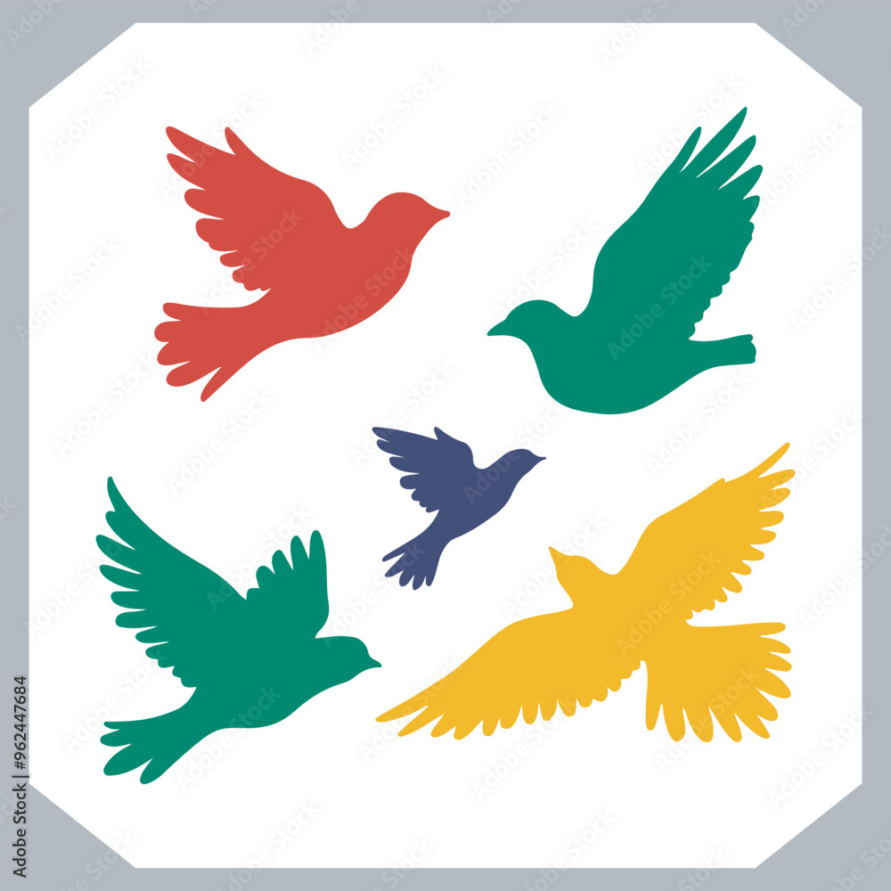 Dove silhouette bird logo design, simple hand drawn and linocut style, bird silhouette illustration