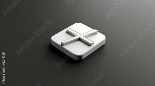 3D Rendered White Cross Icon on Black Background