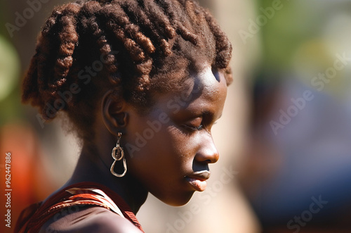 Black woman, symbol of equality, fight and empowerment against racism. Women's law photo