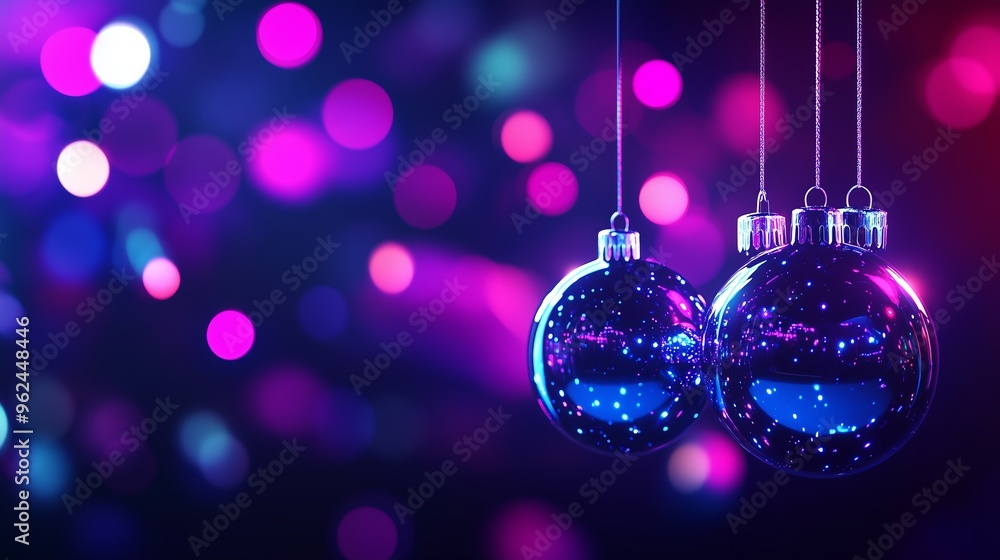 Christmas background with hanging glass ornaments Christmas background with hanging glass ornaments