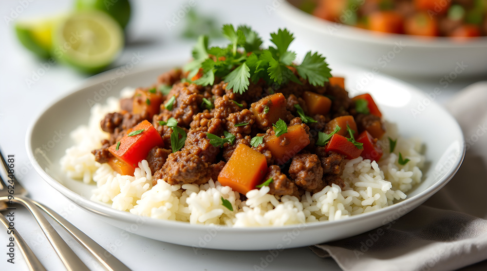 Savory Ground Beef and Vegetable Stew over Rice Savory Ground Beef and Vegetable Stew over Rice