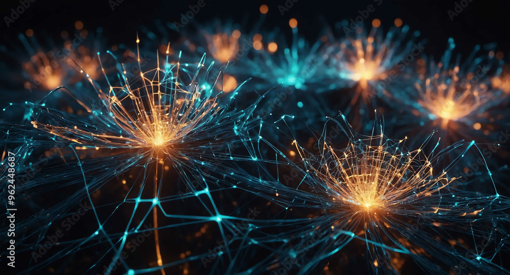Fototapeta premium Glowing network connections swirl abstract background