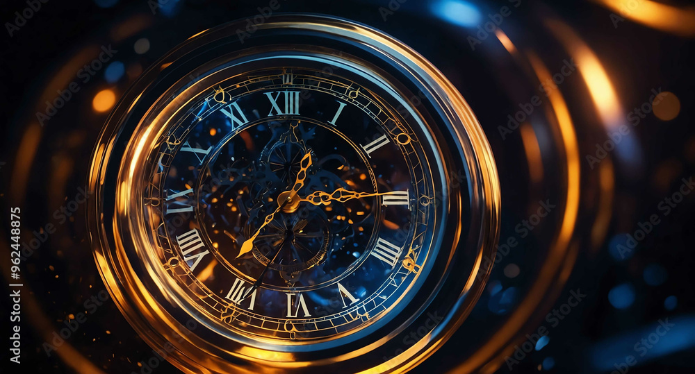 Glowing New Year clock face abstract background Glowing New Year clock face abstract background