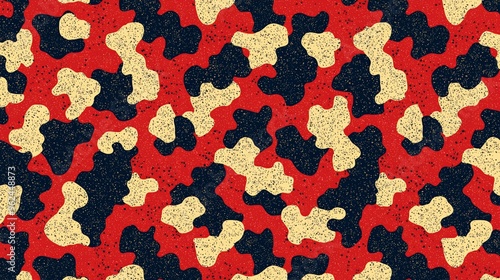 Red, Black, and Yellow Abstract Camouflage Pattern