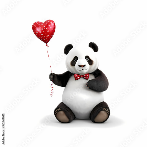 Cute Panda Holding Love Balloons for Valentine's Event