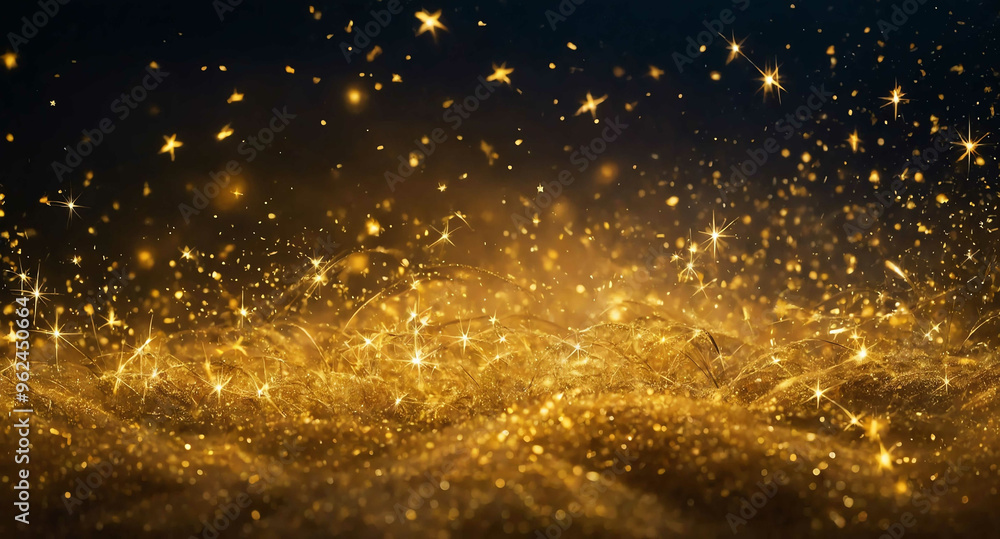 Golden stars glowing mist abstract background Golden stars glowing mist abstract background