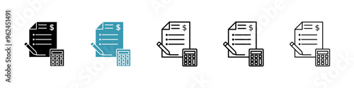 Accounting thin line vector icon set. photo