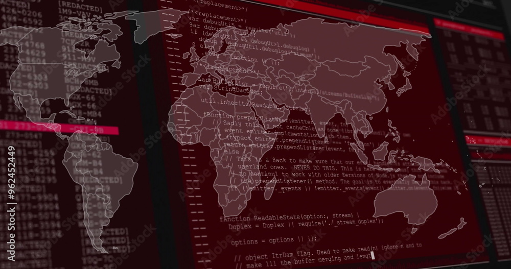World map and programming code, cybersecurity image Stock Photo | Adobe ...