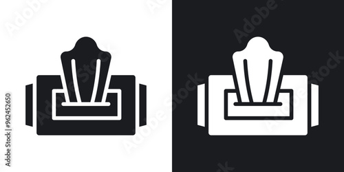 Wipes pack solid vector icon set in black and white color.