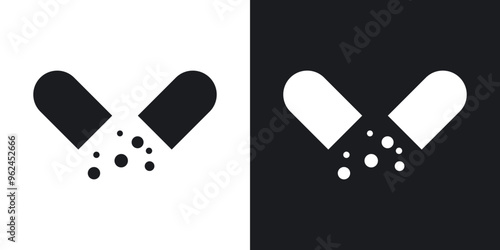 Capsule solid vector icon set in black and white color.