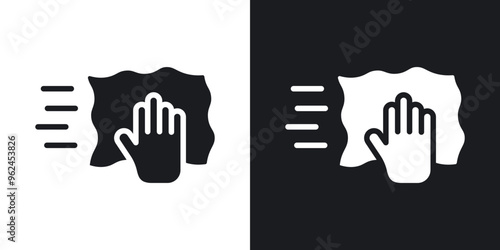 Cleaning cloth solid vector icon set in black and white color.