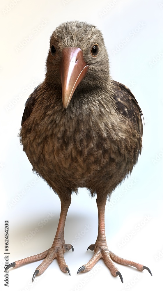 Fototapeta premium Kiwi Bird on White Background, Photo Realistic, Texture, Pattern Background, Wallpaper, Cover and Screen of Smartphone, PC, Laptop, 9:16 and 16:9 Format